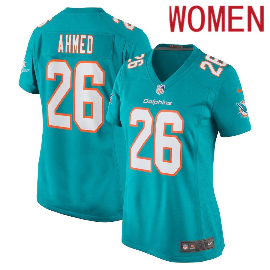 Women Miami Dolphins 26 Salvon Ahmed Nike Green Game NFL Jersey